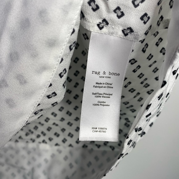 𝅺Rag & Bone White and Black Crewneck T Shirt Blouse Size Large - Picture 9 of 13